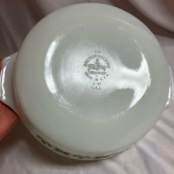 Anchor Hocking Fire King White and Green Bakeware Dish - Picture 6 of 11